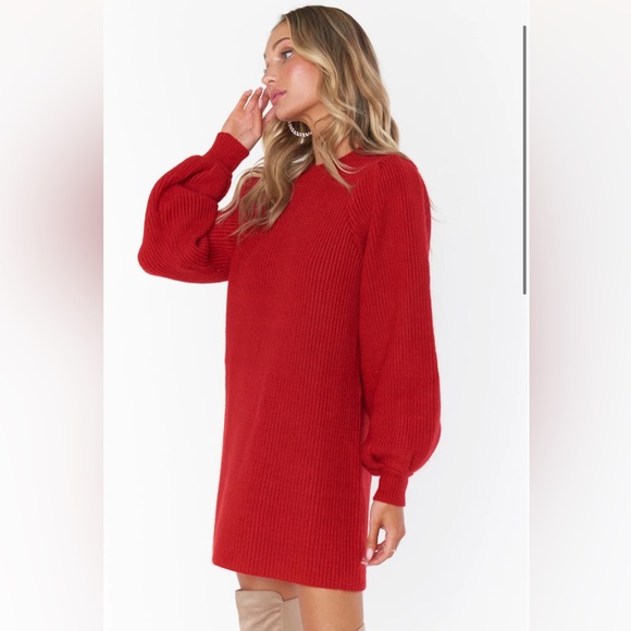 Never worn SHOW ME YOUR MUMU DIXON SWEATER DRESS - RED KNIT - Picture 3 of 5